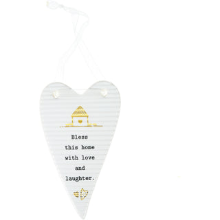 Bless this Home 4" Hanging Heart Plaque