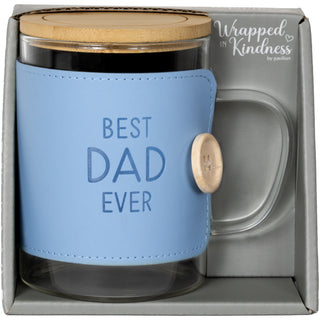 Dad 16 oz Wrapped Glass Mug with Coaster Lid
