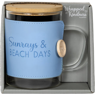 Beach Days 16 oz Wrapped Glass Mug with Coaster Lid