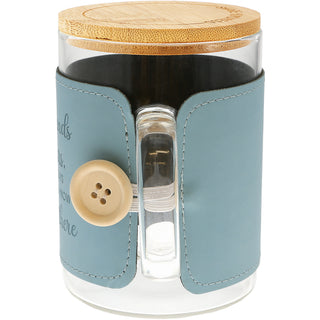 Good Friends 16 oz Wrapped Glass Mug with Coaster Lid