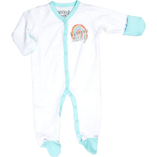 Blessed Baby 0-6 Months Teal Trimmed Sleeper