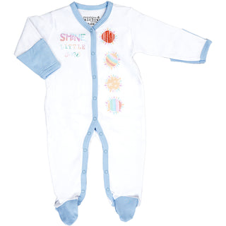 Shine Little One Blue Trimmed Sleeper