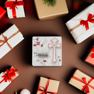 Christmas Spirit 3" x 3" Self-Standing Plaque