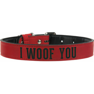 S/M Woof 16" PU Leather Pet Collar