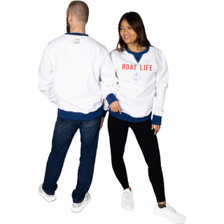 Boat Life 2XL White Unisex Crewneck Sweatshirt