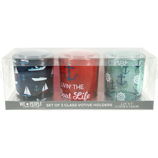 Boat 3 Assorted Votive Holders