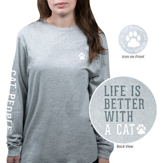 Cat People Small Heather Gray Unisex Long Sleeve T-Shirt