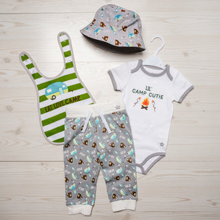 Camp Cutie 6-12 Months Gray Trimmed Bodysuit