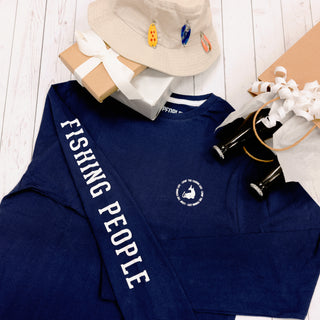 Fishing People Small Navy Unisex Long Sleeve T-Shirt