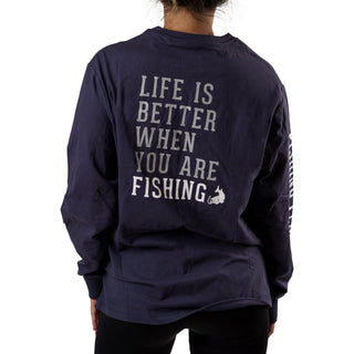 Fishing People Small Navy Unisex Long Sleeve T-Shirt