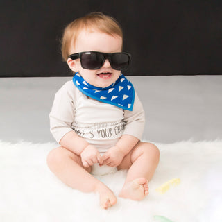Navy Feed Me Reversible Handkerchief bib