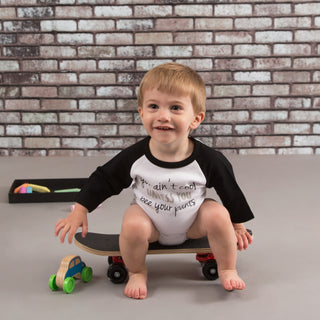 Ain't Cool 6-12 Months 3/4 Length Black Sleeve Onesie