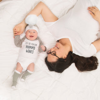 Mommy Wines 12-24 Months 3/4 Length Gray Sleeve Onesie