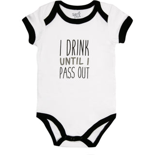 Pass Out 12-24 Months Black Trimmed Onesie