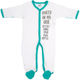 B.Y.O.B. 0-6 Months Teal Trimmed Sleeper
