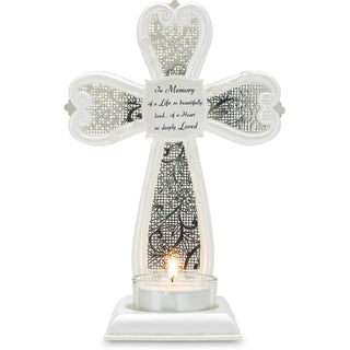 In Memory 7" Cross Tealight Holder