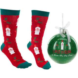 Rum-Pa-Pa-Pum 4" Ornament with Unisex Holiday Socks