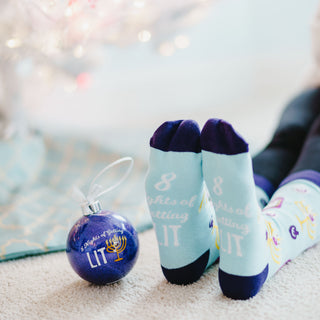 8 Nights 4" Ornament with Unisex Holiday Socks