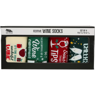 Christmas Wine M/L Unisex Crew Socks (Set of 4 )