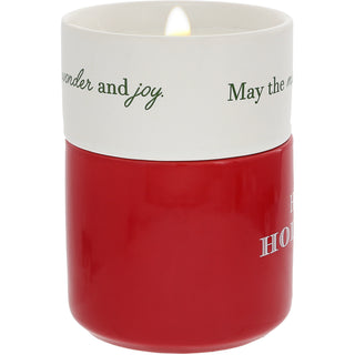 Happy Holidays Stacking Mug and Candle Set 100% Soy Wax Scent: Balsam Fir