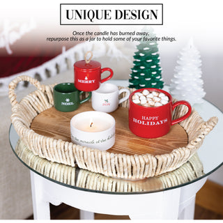 Happy Holidays Stacking Mug and Candle Set 100% Soy Wax Scent: Balsam Fir