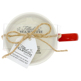 Happy Holidays Stacking Mug and Candle Set 100% Soy Wax Scent: Balsam Fir