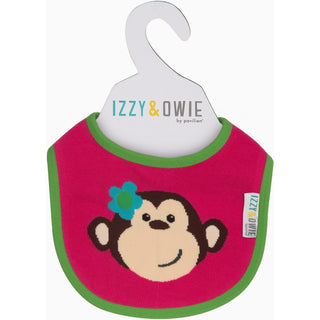 Pink and Green Monkey Baby Bib