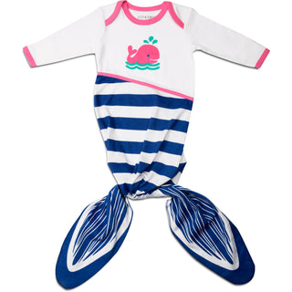 Blue and Pink Whale 0-9 Months Knotted Onesie