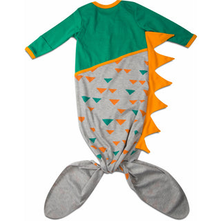 Teal and Gray Dino 0-9 Months Knotted Onesie