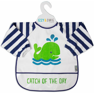 Navy and White Whale One Size Fits All Toddler Smock