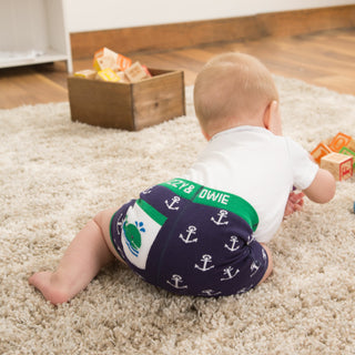 Blue and Green Whale 6-12 Months Baby Shorts