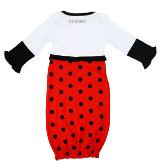 Spotted Ladybug 0-3 Months Gown with Mitten Cuffs