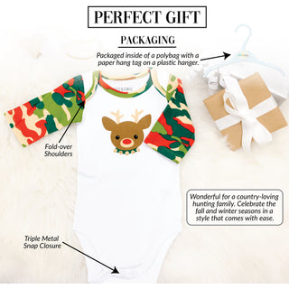 Christmas Camo Reindeer 12-24 Months 3/4 Sleeve Bodysuit