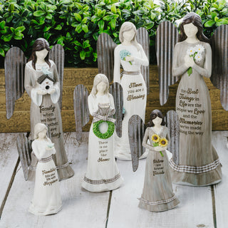 Family 7.5" Angel Holding Birdhouse