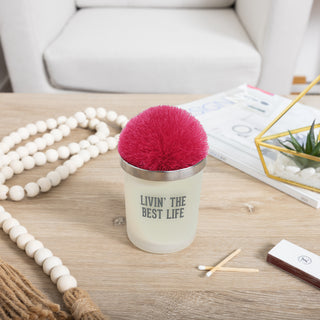 Best Life Hot Pink - 5.5 oz - 100% Soy Wax Candle with Pom Pom Lid Scent: Tranquility