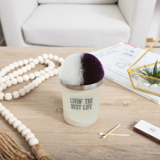 Best Life Purple & White - 5.5 oz - 100% Soy Wax Candle with Pom Pom Lid Scent: Tranquility