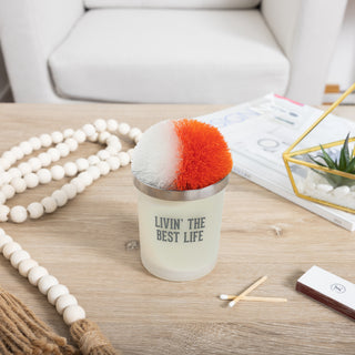 Best Life Orange & White - 5.5 oz - 100% Soy Wax Candle with Pom Pom Lid Scent: Tranquility
