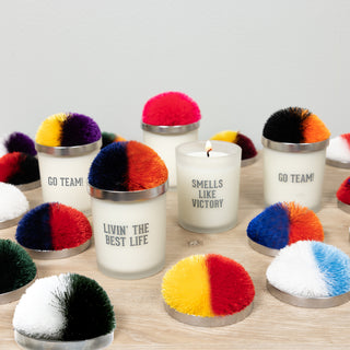 Best Life Maroon & Yellow - 5.5 oz - 100% Soy Wax Candle with Pom Pom Lid Scent: Tranquility