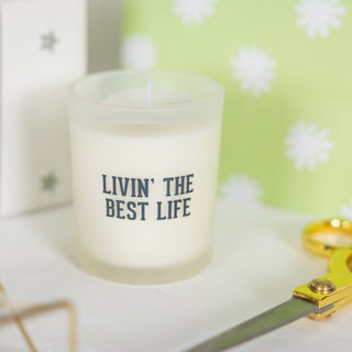 Best Life Green & Yellow - 5.5 oz - 100% Soy Wax Candle with Pom Pom Lid Scent: Tranquility