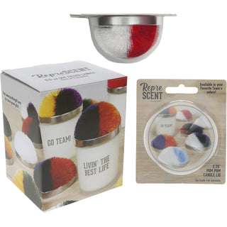 Victory Red & White - 5.5 oz - 100% Soy Wax Candle with Pom Pom Lid Scent: Tranquility