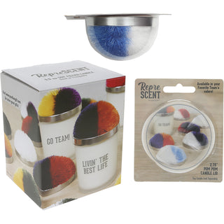 Victory Light Blue & White - 5.5 oz - 100% Soy Wax Candle with Pom Pom Lid Scent: Tranquility