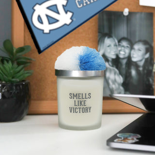 Victory Light Blue & White - 5.5 oz - 100% Soy Wax Candle with Pom Pom Lid Scent: Tranquility