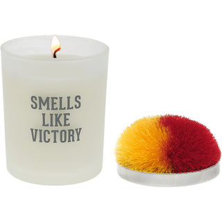 Victory Red & Yellow - 5.5 oz - 100% Soy Wax Candle with Pom Pom Lid Scent: Tranquility