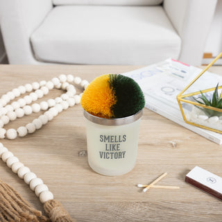 Victory Green & Yellow - 5.5 oz - 100% Soy Wax Candle with Pom Pom Lid Scent: Tranquility
