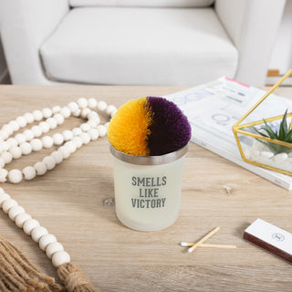 Victory Purple & Yellow - 5.5 oz - 100% Soy Wax Candle with Pom Pom Lid Scent: Tranquility