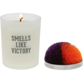 Victory Purple & Orange - 5.5 oz - 100% Soy Wax Candle with Pom Pom Lid Scent: Tranquility