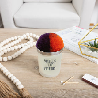 Victory Purple & Orange - 5.5 oz - 100% Soy Wax Candle with Pom Pom Lid Scent: Tranquility