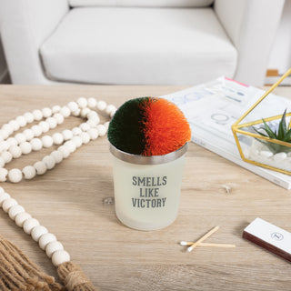 Victory Green & Orange - 5.5 oz - 100% Soy Wax Candle with Pom Pom Lid Scent: Tranquility
