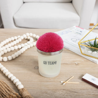 Go Team! Hot Pink - 5.5 oz - 100% Soy Wax Candle with Pom Pom Lid Scent: Tranquility