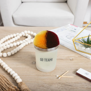 Go Team! Maroon & Yellow - 5.5 oz - 100% Soy Wax Candle with Pom Pom Lid Scent: Tranquility